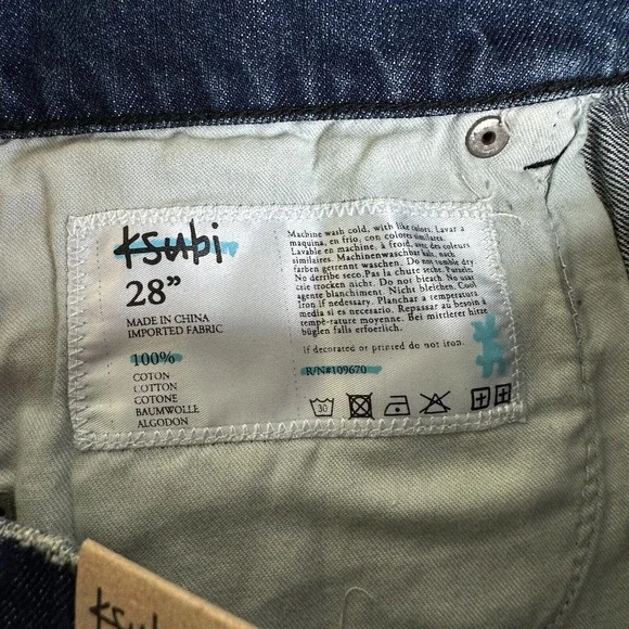 Ksubi Alberceque The Roadie Cut Off Low Rise Shorts Blue Raw Hem Women's 28 NWT